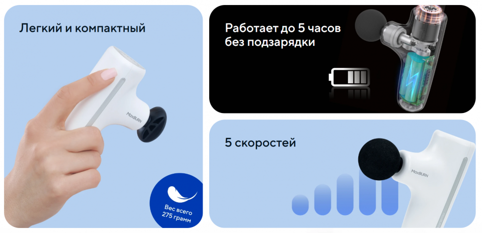 Перкуссионный массажер Ergonova MaxBurn GUN mini