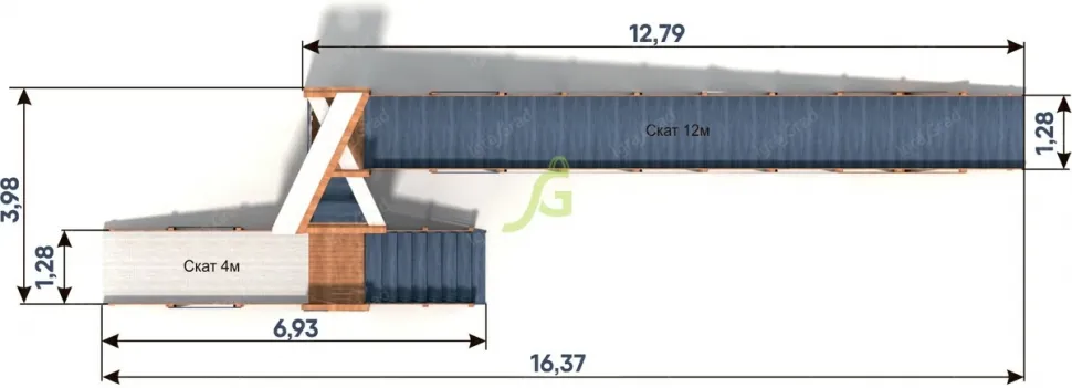 Зимняя деревянная горка IgraGrad Snow Fox (скат 12+4 м) мод.4