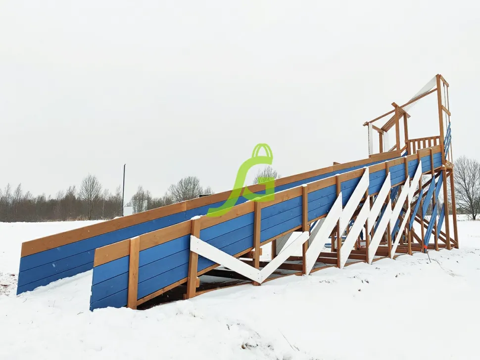 Зимняя деревянная горка IgraGrad Snow Fox (скат 12+4 м) мод.4