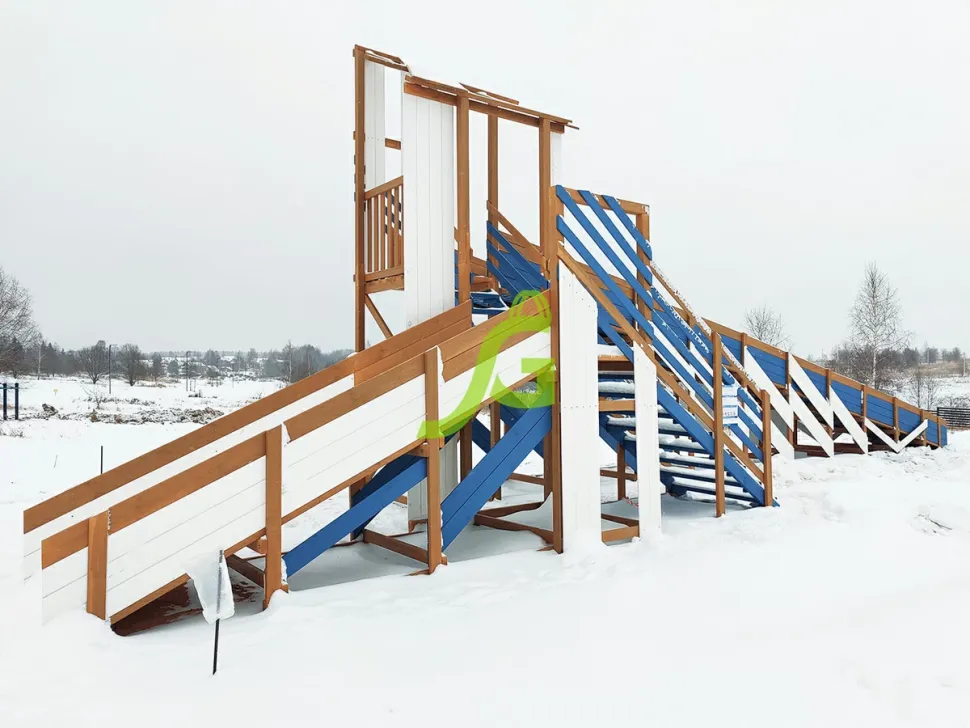 Зимняя деревянная горка IgraGrad Snow Fox (скат 12+4 м) мод.4