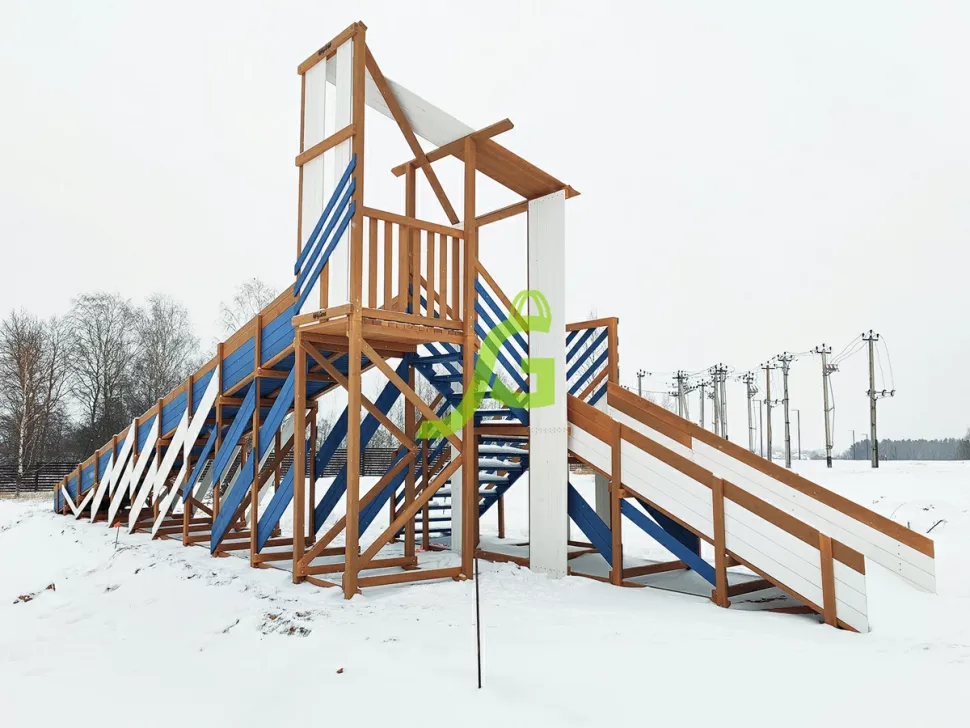 Зимняя деревянная горка IgraGrad Snow Fox (скат 12+4 м) мод.4