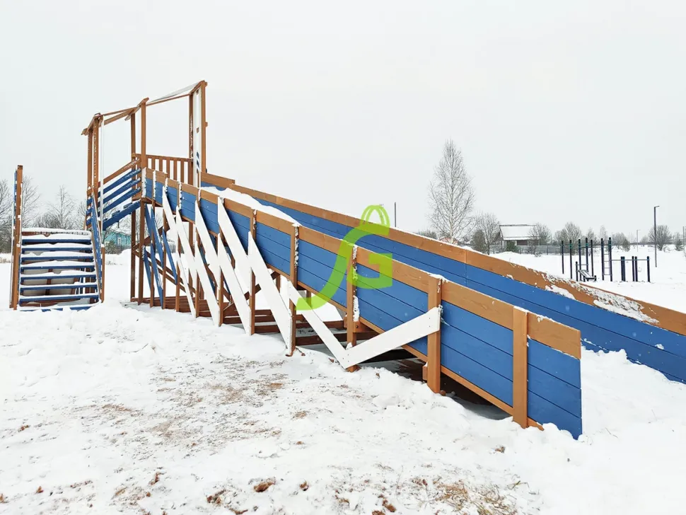 Зимняя деревянная горка IgraGrad Snow Fox (скат 12+4 м) мод.4