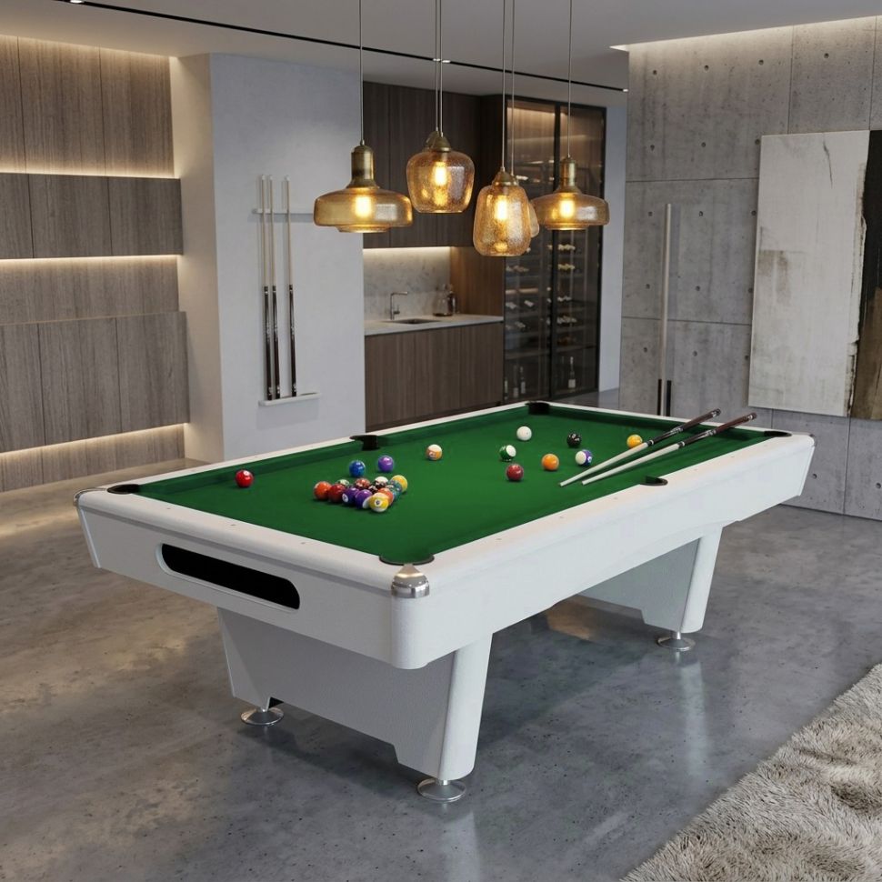 Бильярдный стол для пула Dynamic Billard Triumph Plus 8 футов (матово-белый) в комплекте с плитой, аксессуары + сукно