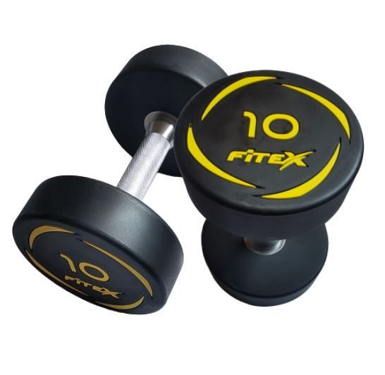 Комплект полиуретановых гантелей Fitex Pro 2,5-25кг (10пар) со стойкой