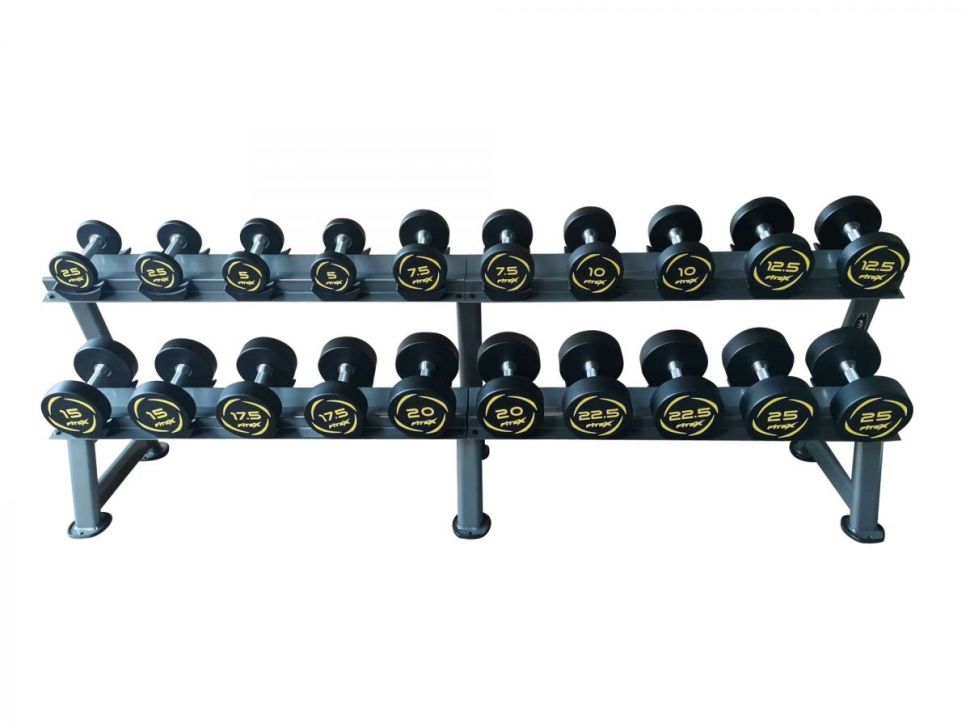 Комплект полиуретановых гантелей Fitex Pro 2,5-25кг (10пар) со стойкой