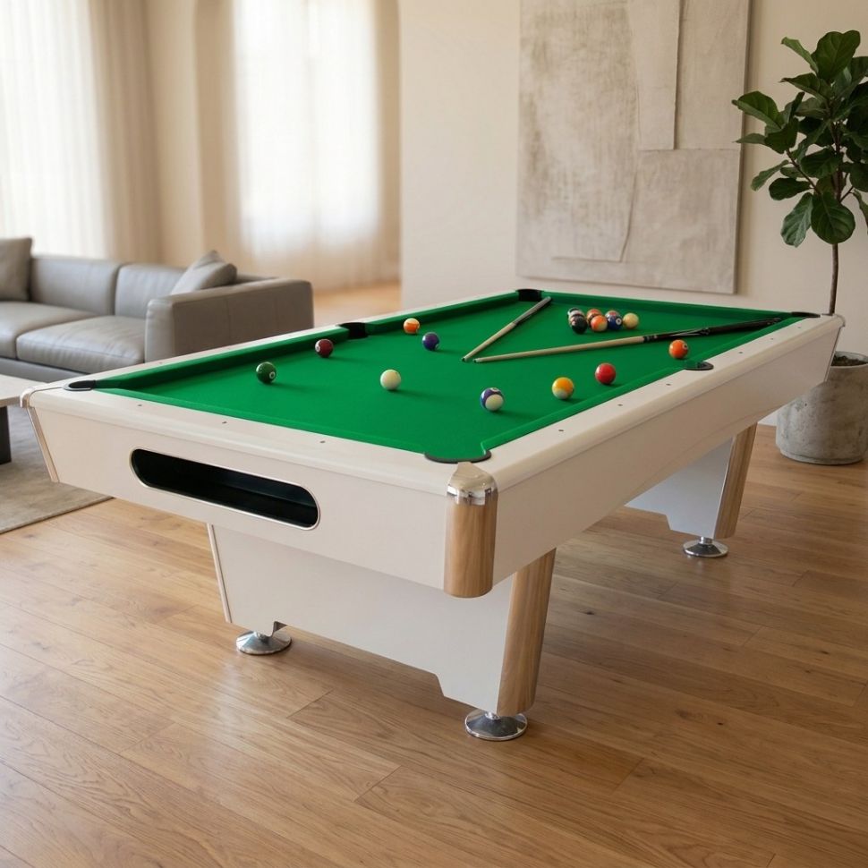 Бильярдный стол для пула Dynamic Billard Triumph Plus 7 футов (матово-белый) в комплекте с плитой, аксессуары + сукно