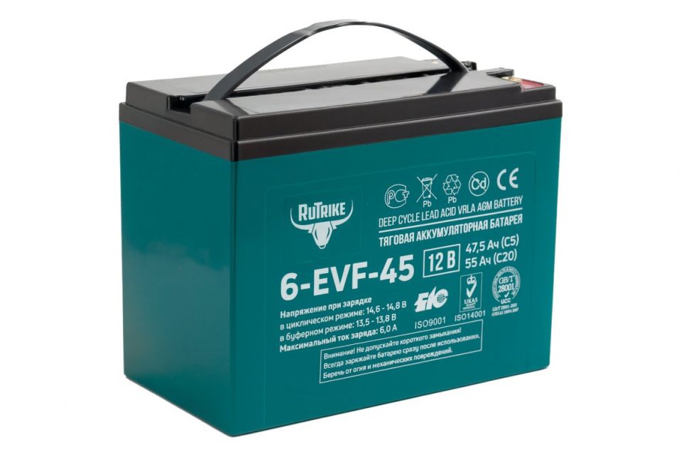 Аккумулятор тяговый Rutrike 6-EVF-45 (12V45A/H C5)