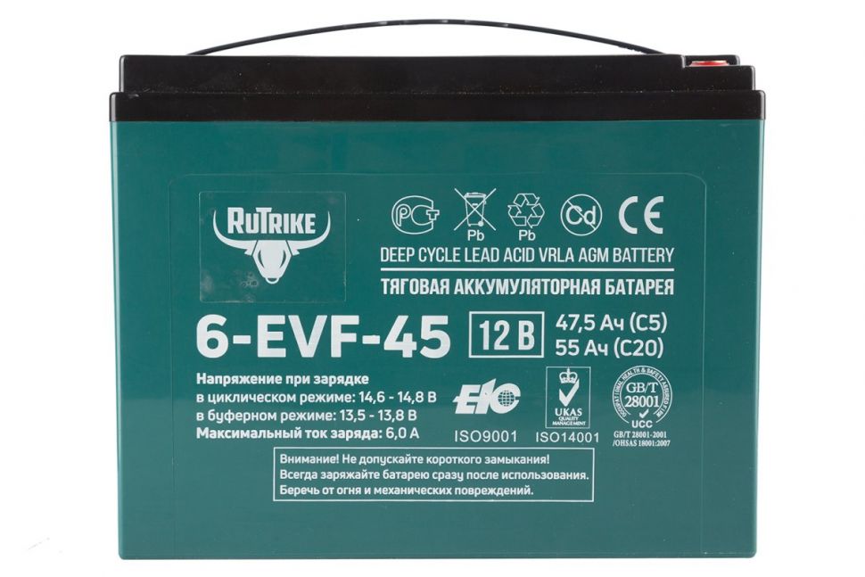 Аккумулятор тяговый Rutrike 6-EVF-45 (12V45A/H C5)