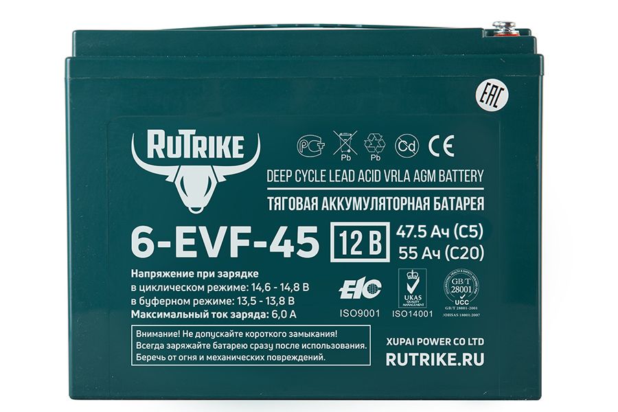 Аккумулятор тяговый Rutrike 6-EVF-45 (12V45A/H C5)