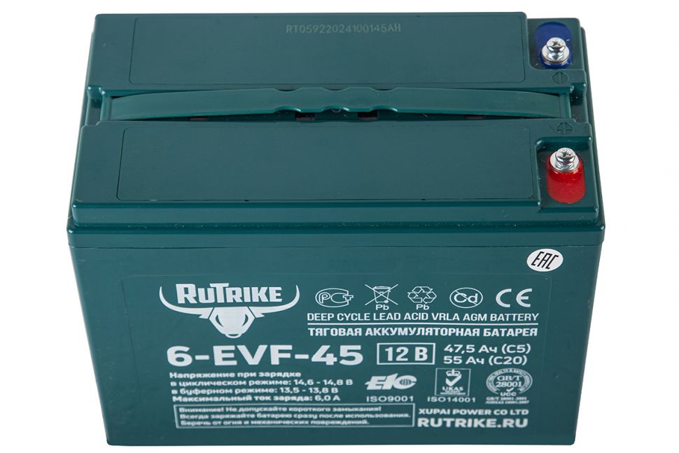 Аккумулятор тяговый Rutrike 6-EVF-45 (12V45A/H C5)