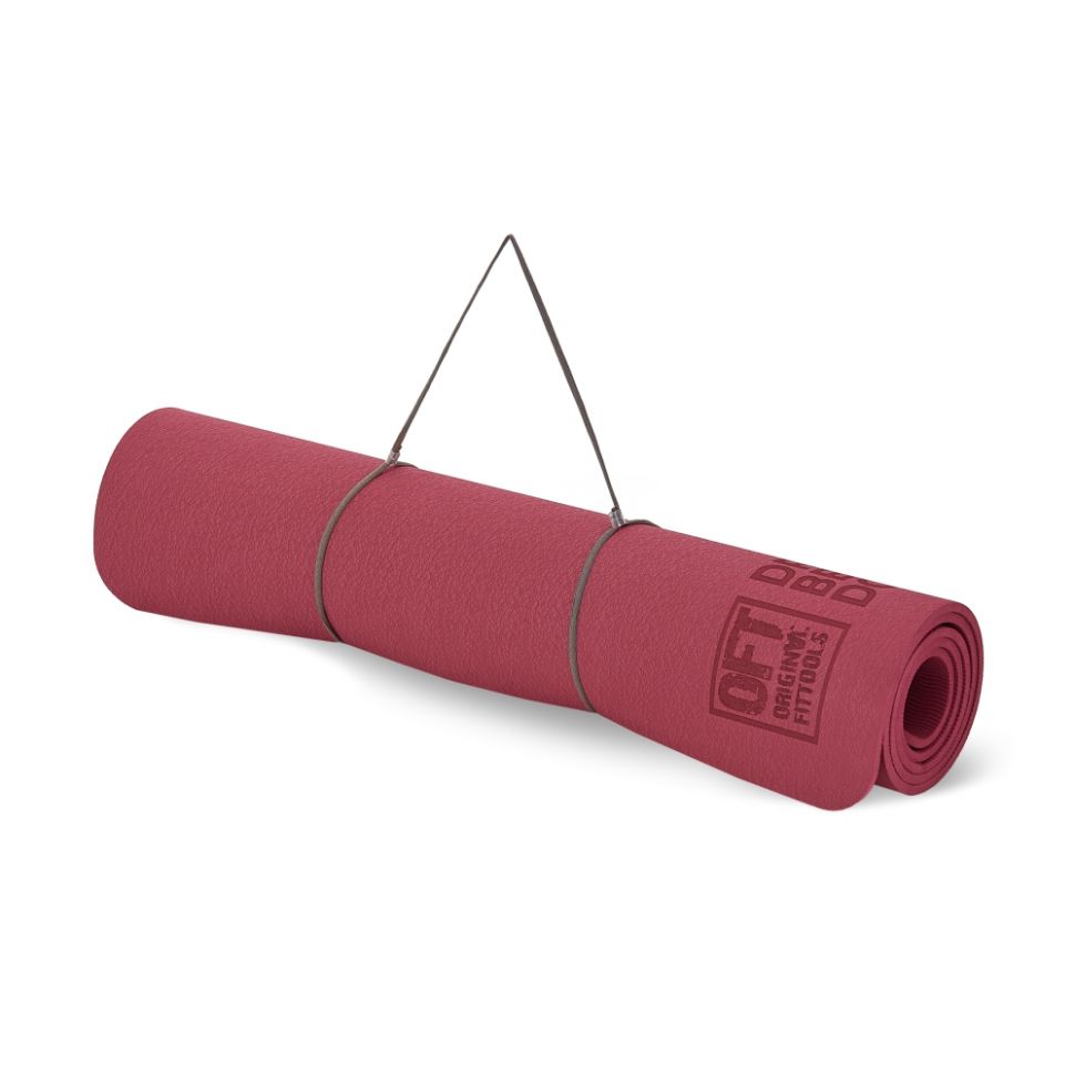 Коврик для йоги и фитнеса 185 х 80 см толщина 8 мм TPE бордовый Original FitTools FT-TPE-18580-50