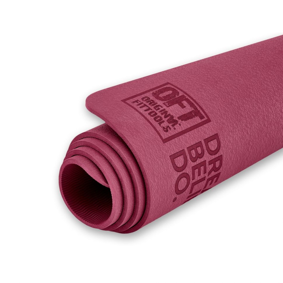 Коврик для йоги и фитнеса 185 х 80 см толщина 8 мм TPE бордовый Original FitTools FT-TPE-18580-50