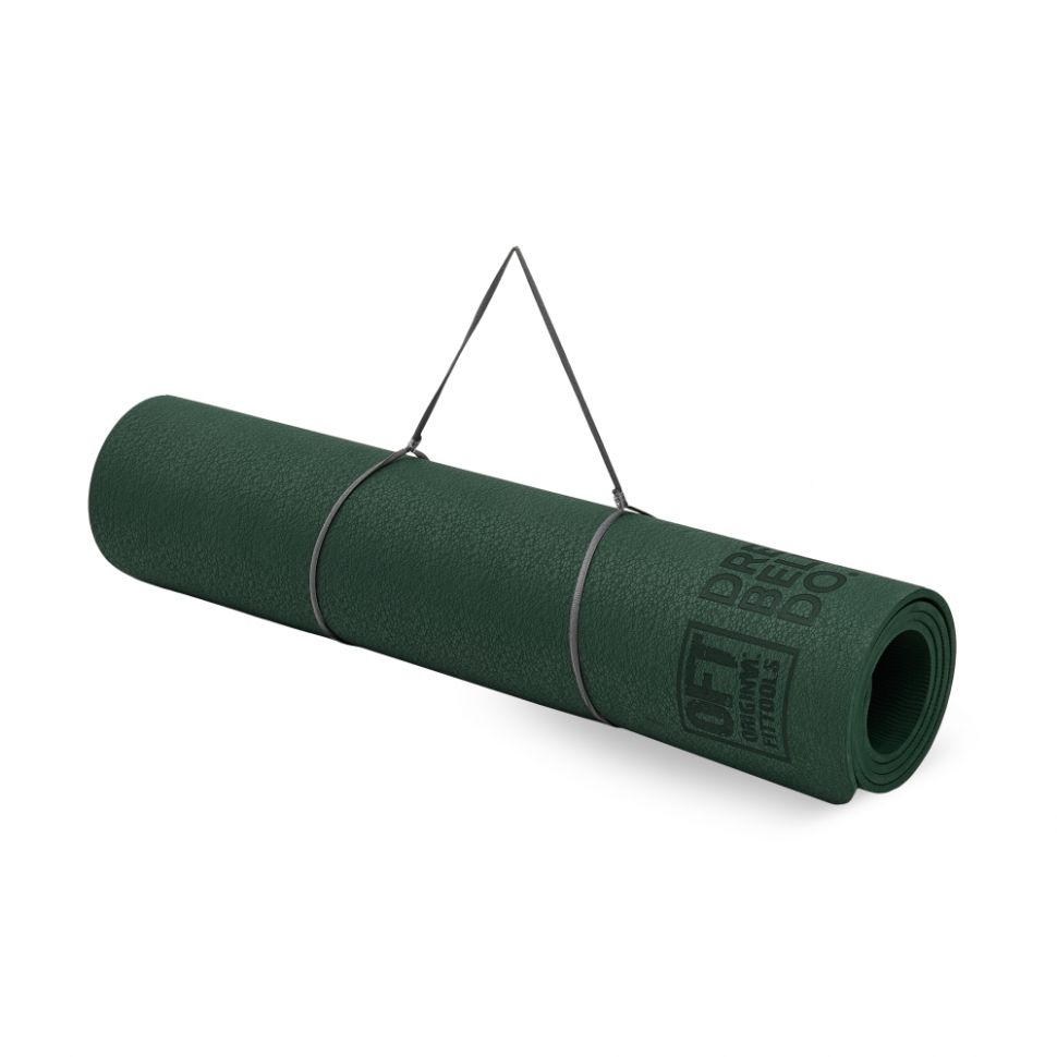 Коврик для йоги и фитнеса 185 х 80 см толщина 8 мм TPE темно-зеленый Original FitTools FT-TPE-18580-12