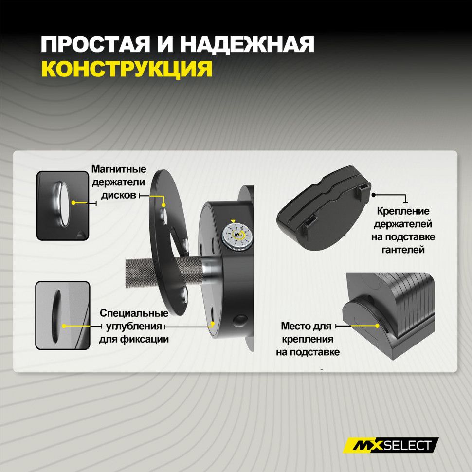 Веса дополнительные для гантелей MX Select MX55 и MX100, 0.57 кг, 4 шт. с держателем