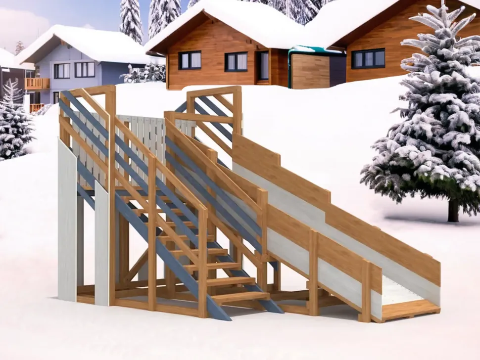 Деревянная зимняя горка IgraGrad Snow Fox (скат 4 м) мод.3