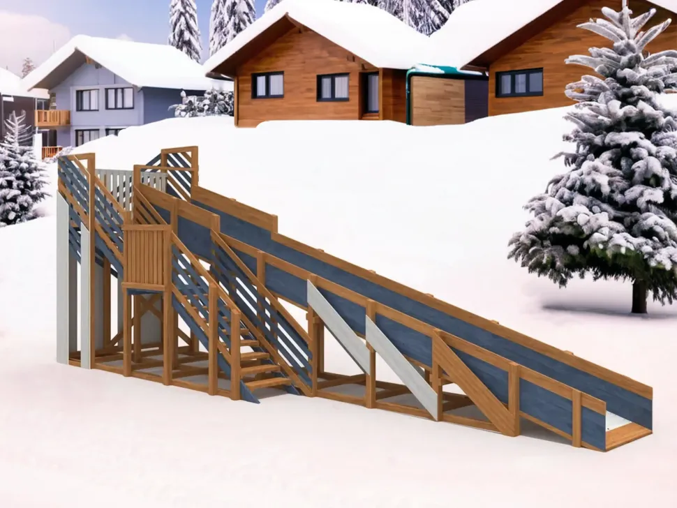 Зимняя деревянная горка IgraGrad Snow Fox (скат 10 м) мод.4