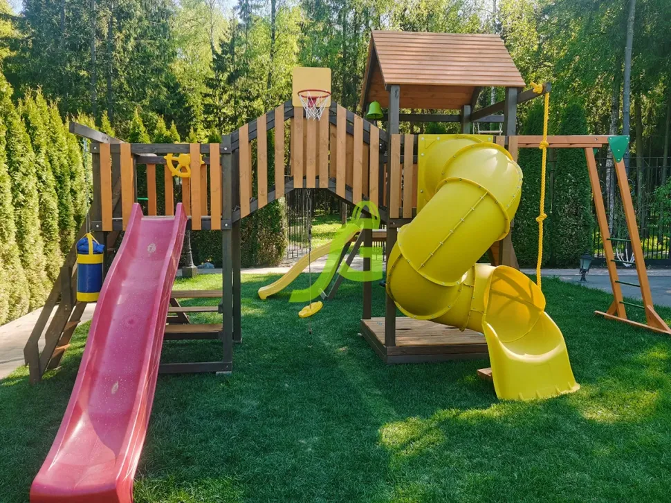 Детская игровая площадка IgraGrad Панда Фани Мостик 2 с трубой