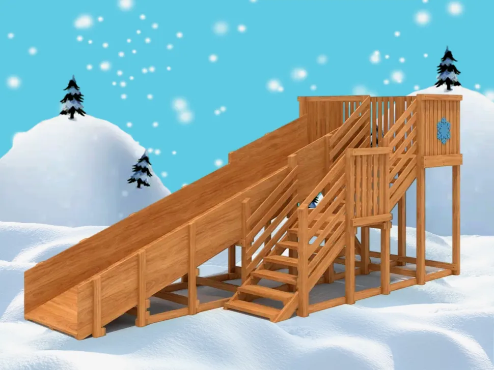 Детская деревянная зимняя горка IgraGrad Snow Fox (скат 5,9 м)
