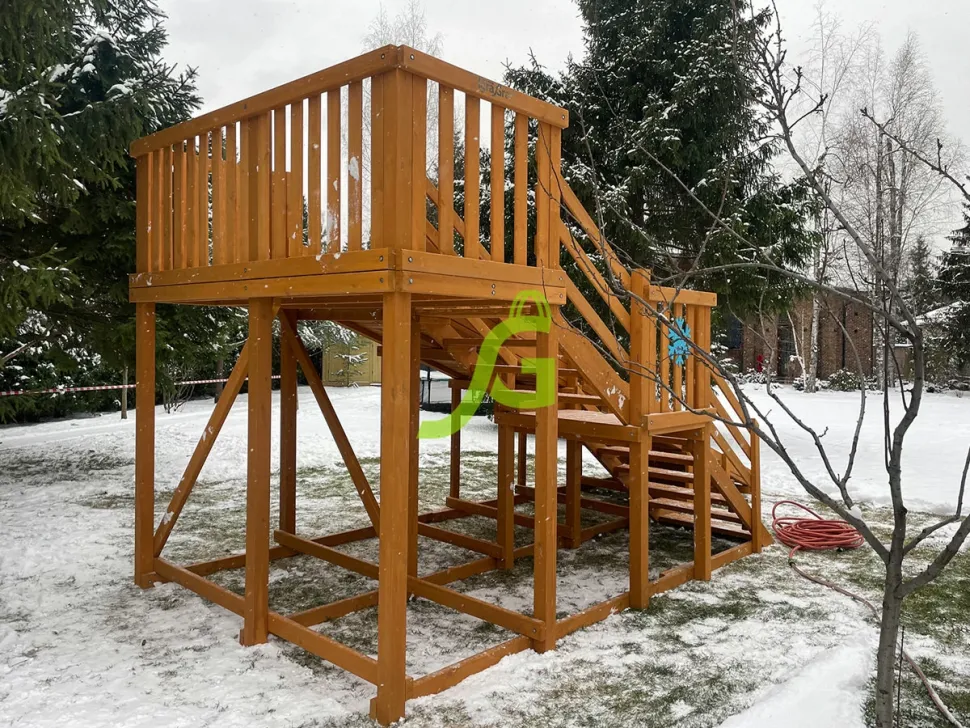 Детская деревянная зимняя горка IgraGrad Snow Fox (скат 5,9 м)