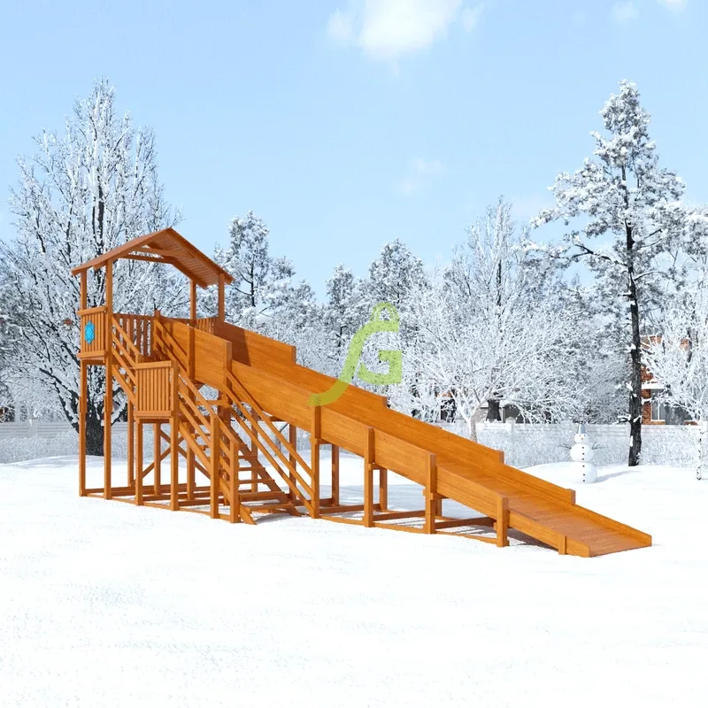 Зимняя деревянная горка IgraGrad Snow Fox Домик (скат 10 м)