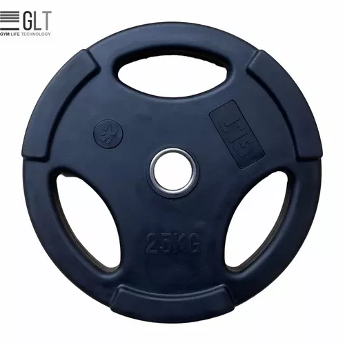Диск обрезиненный черный GLT Fitness 1,25 - 25 кг (три хвата)