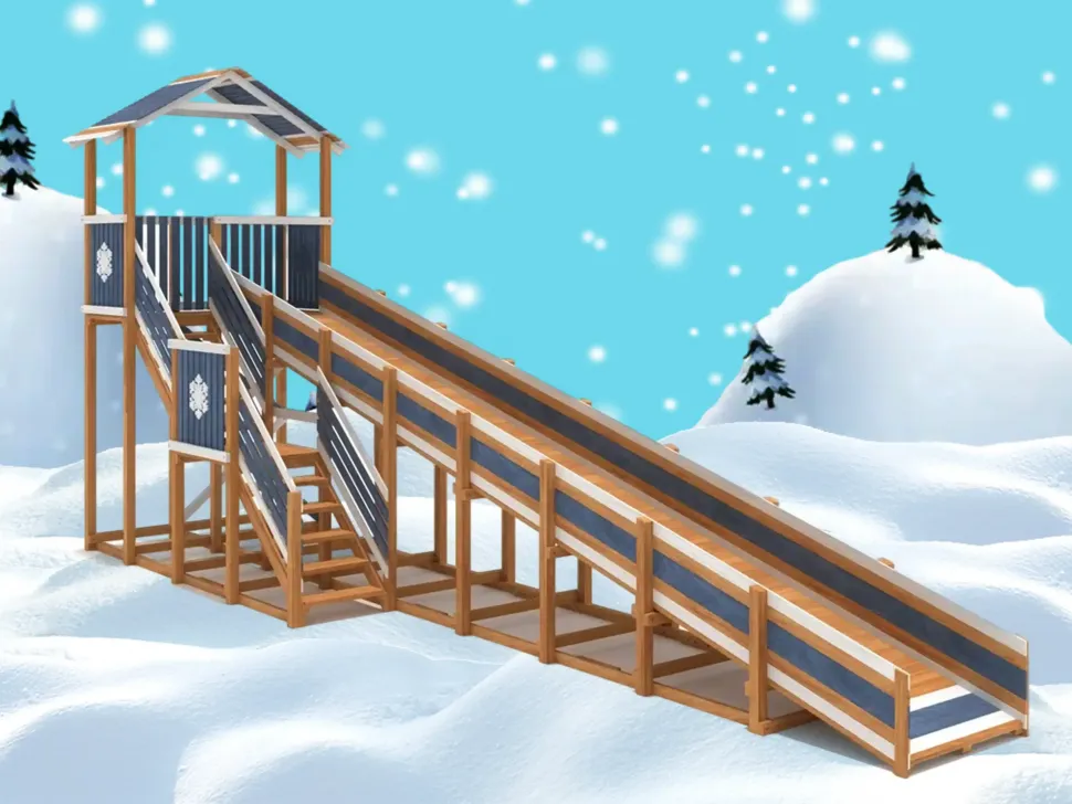 Зимняя горка IgraGrad Snow Fox Домик (скат 10 м) мод.2